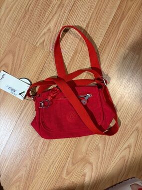 Kipling Red Compact Crossbody Bag with Adjustable Strap